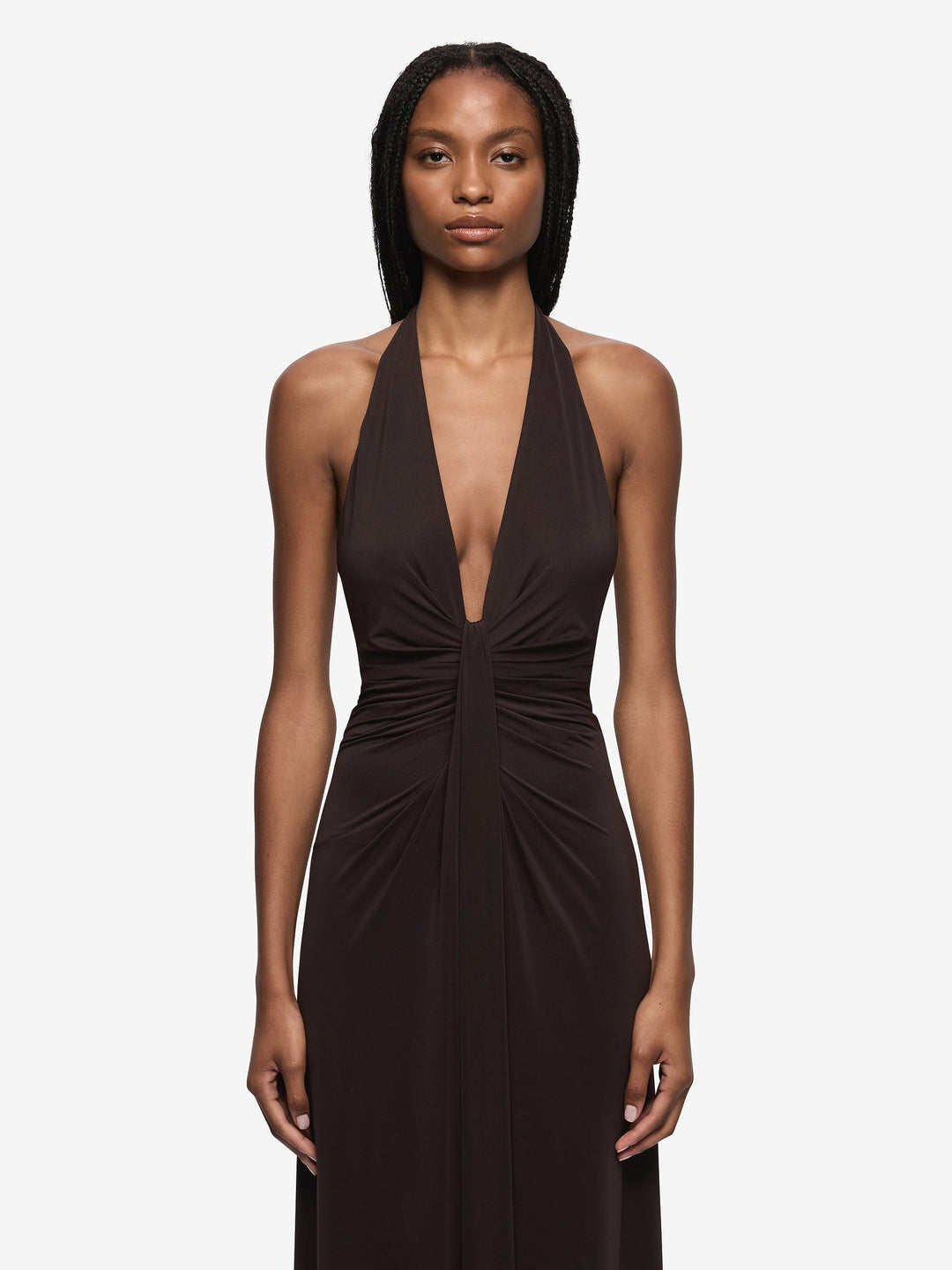 TILLIE DRAPE MAXI DRESS - DARK CHOCOLATE BEC + BRIDGE US TILLIE DRAPE MAXI DRESS - DARK CHOCOLATE BEC + BRIDGE US