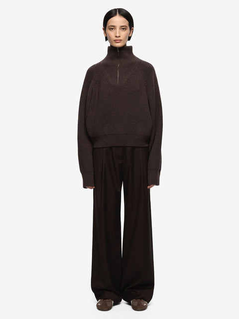 TORIE CROPPED JUMPER - DARK CHOCOLATE