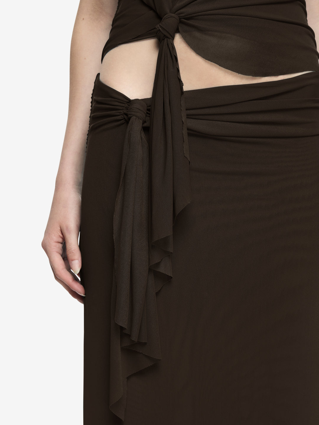 OLYSSIA KNOT SKIRT - BITTER CHOC