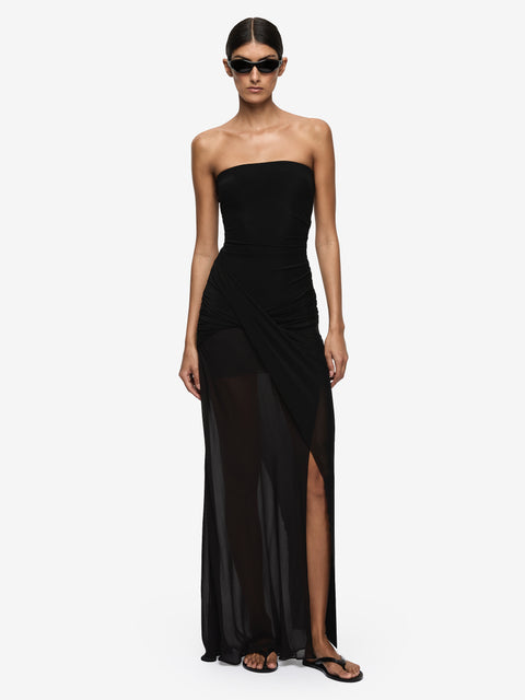 WILLORIN STRAPLESS MAXI DRESS - BLACK