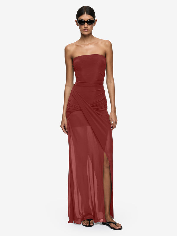 WILLORIN STRAPLESS MAXI DRESS - SANGRIA