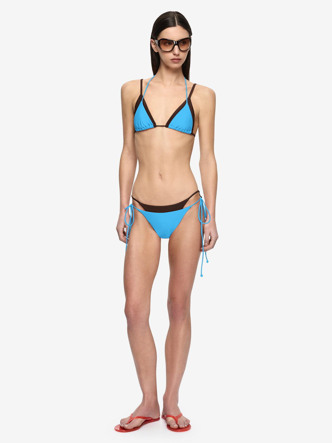ATLANTIS LAYERED BIKINI BOTTOM - DARK CHOC/AZURE BLUE