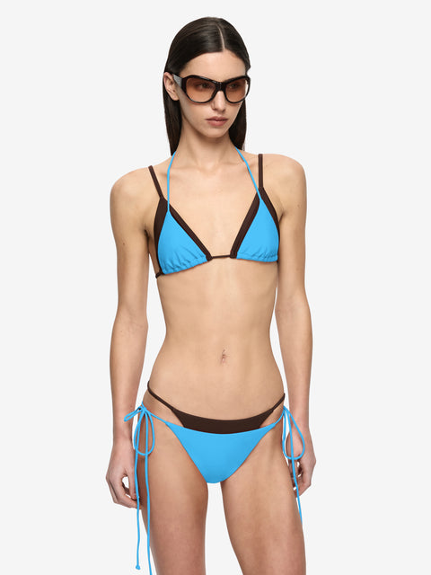 ATLANTIS LAYERED BIKINI BOTTOM - DARK CHOC/AZURE BLUE