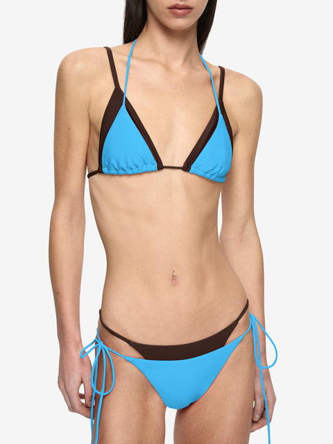 ATLANTIS LAYERED BIKINI BOTTOM - DARK CHOC/AZURE BLUE
