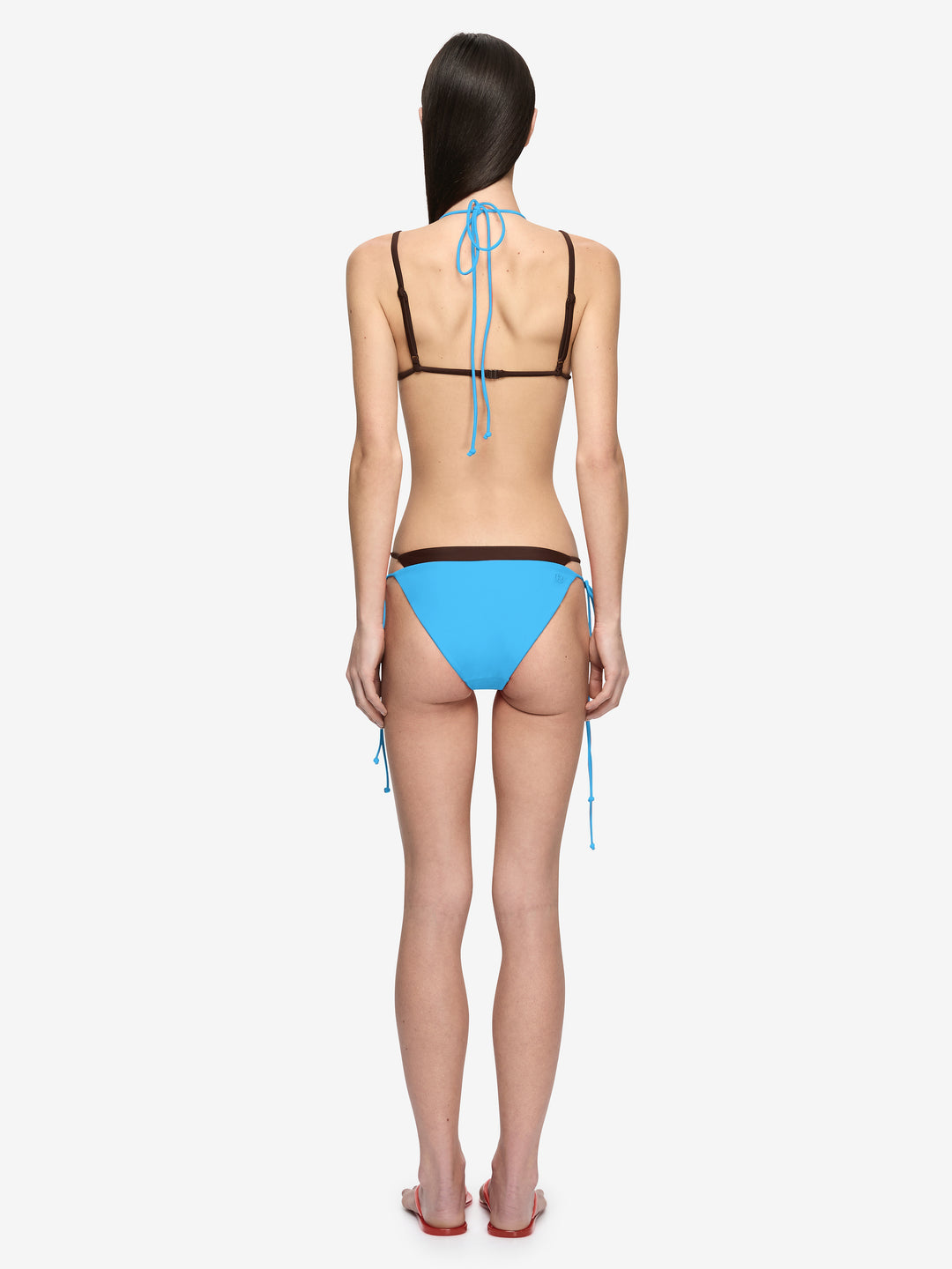 ATLANTIS LAYERED BIKINI BOTTOM - DARK CHOC/AZURE BLUE