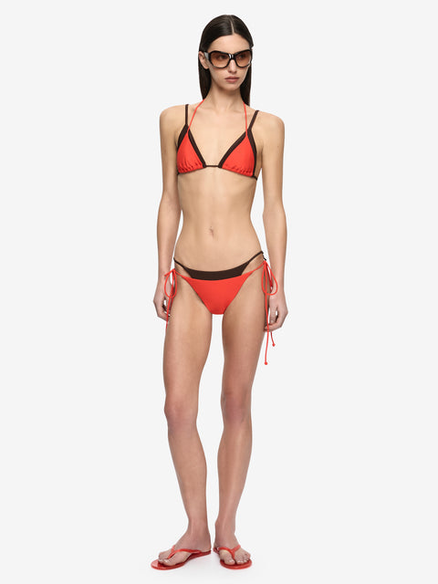 ATLANTIS LAYERED BIKINI TOP - FLAME/DARK CHOC