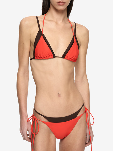 ATLANTIS LAYERED BIKINI TOP - FLAME/DARK CHOC
