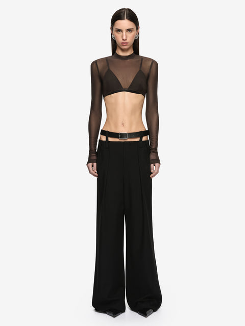 ALYNA LAYERED CROP TOP - BITTER CHOC/BLACK