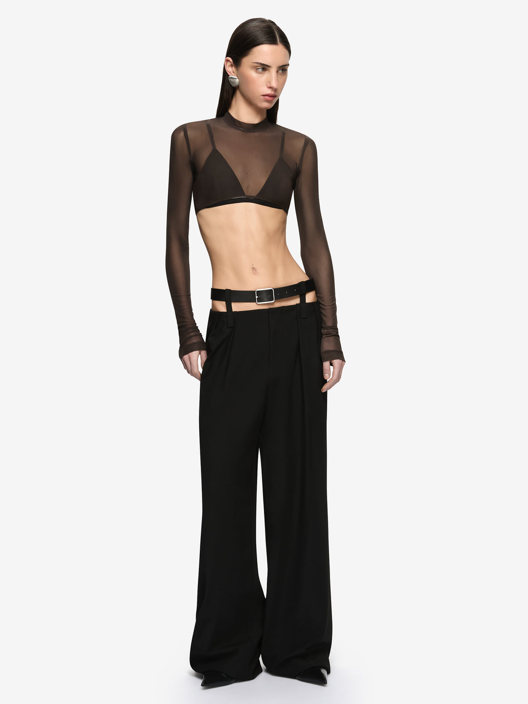 ALYNA LAYERED CROP TOP - BITTER CHOC/BLACK