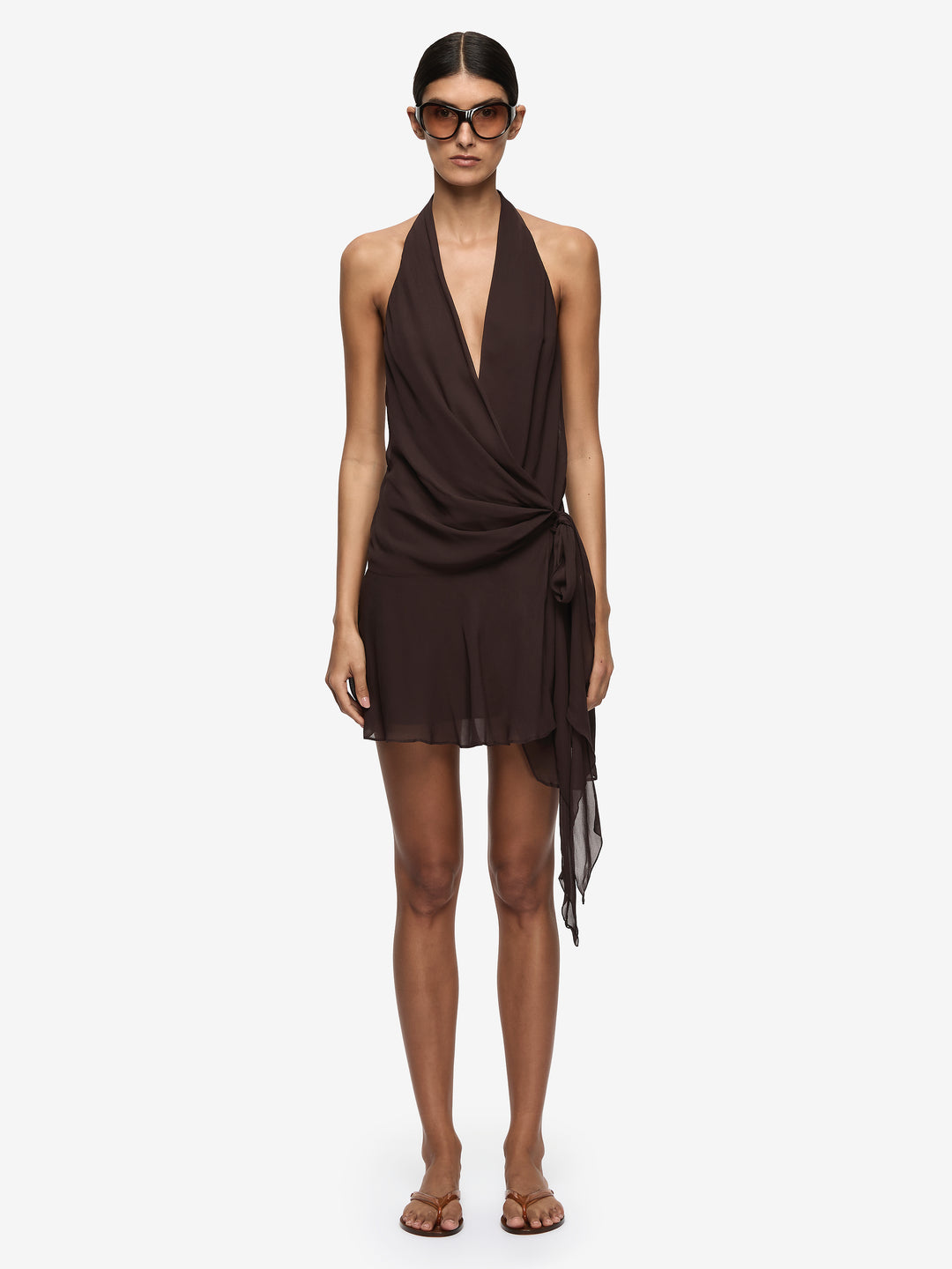 CELYSE MINI DRESS - DARK CHOCOLATE