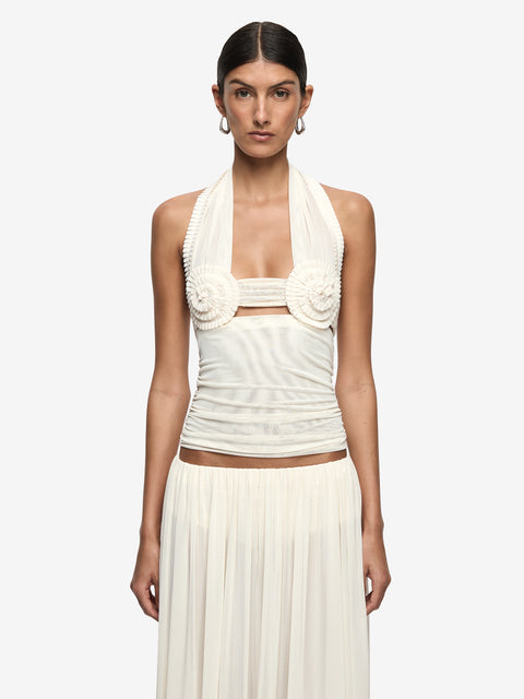 DANTE SPIRAL HALTER TOP - BUTTERCREAM