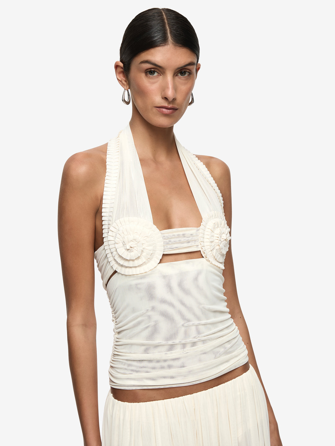 DANTE SPIRAL HALTER TOP - BUTTERCREAM