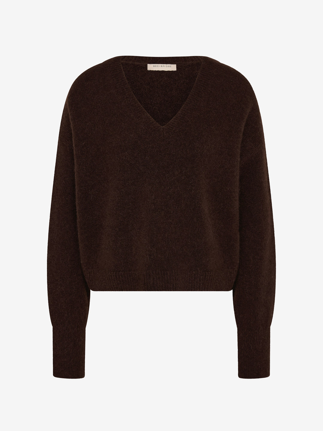 CAMPBELL V CROPPED JUMPER - DARK CHOCOLATE