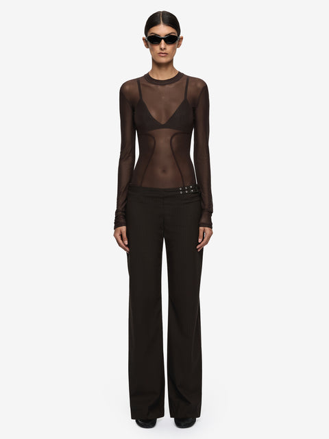 JUNIPER LONG SLEEVE TOP - DARK CHOCOLATE