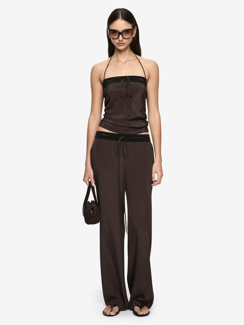 ELENI PANT - DARK CHOCOLATE/BLACK