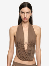 MIKA DRAPE TOP - TAUPEE