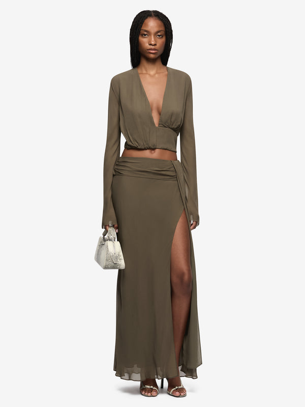 BRIYA LONG SLEEVE TOP - TWIG