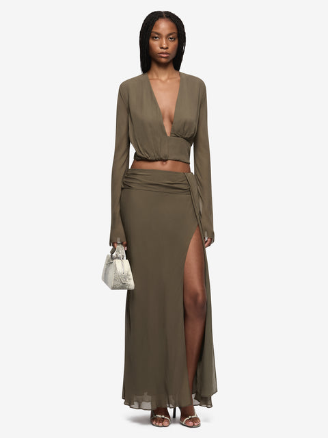 ISABELLA LONG SLEEVE TOP - TWIG