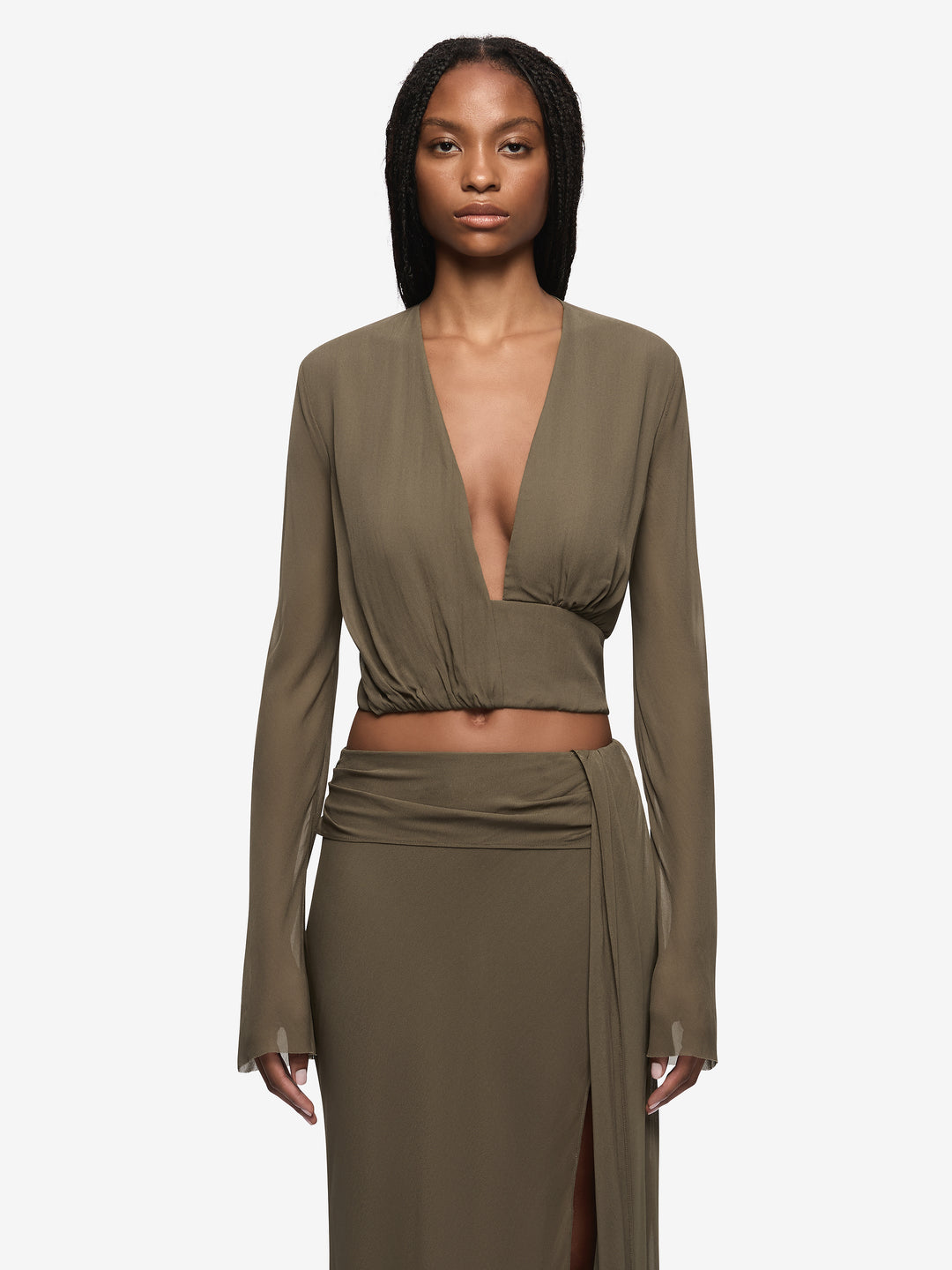 BRIYA LONG SLEEVE TOP - TWIG