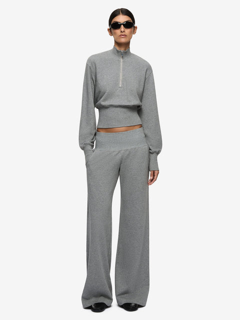 STEPH HALF ZIPPER JUMPER - GREY MARLE