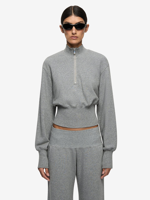 STEPH HALF ZIPPER JUMPER - GREY MARLE