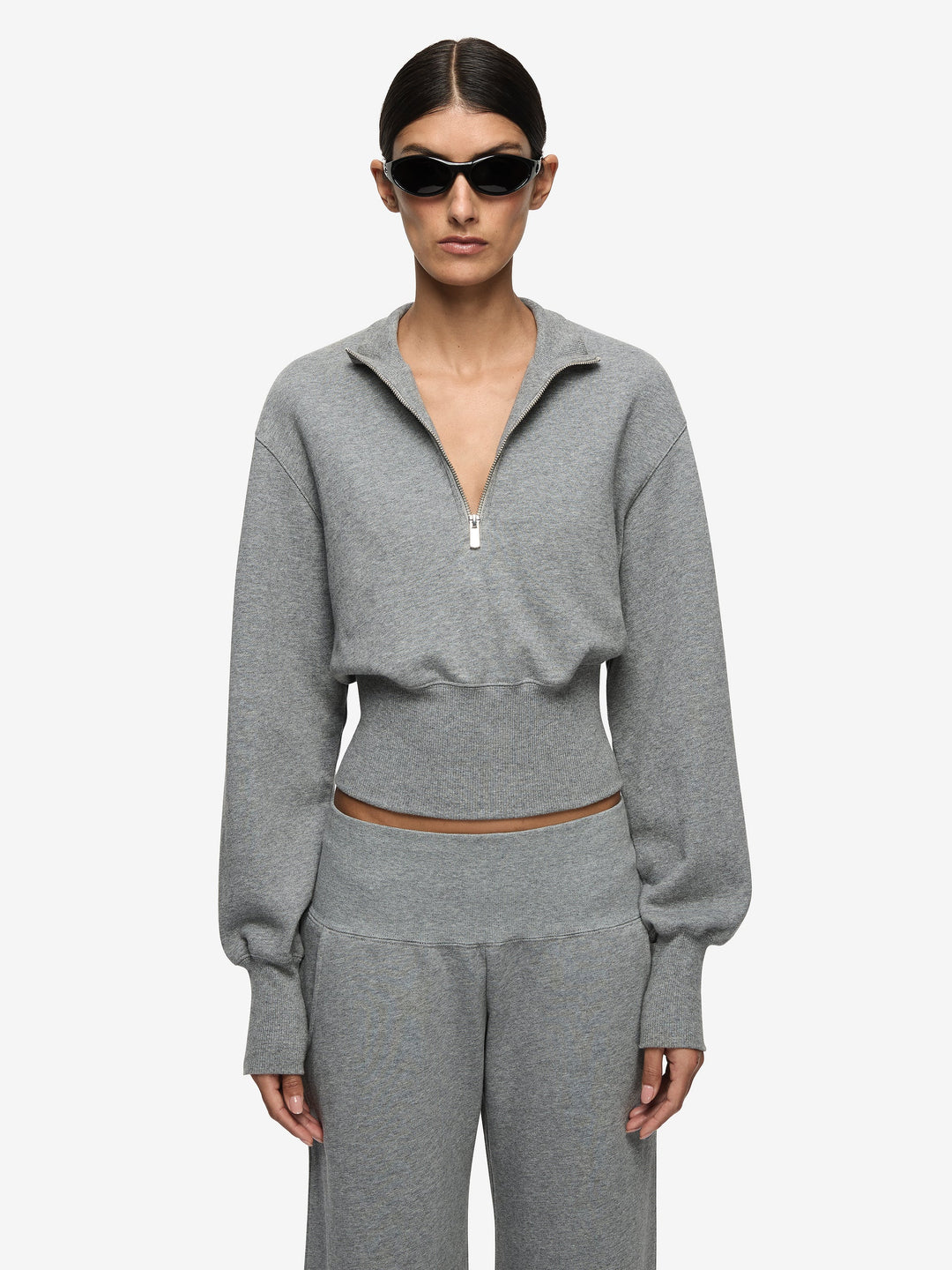 STEPH HALF ZIPPER JUMPER - GREY MARLE