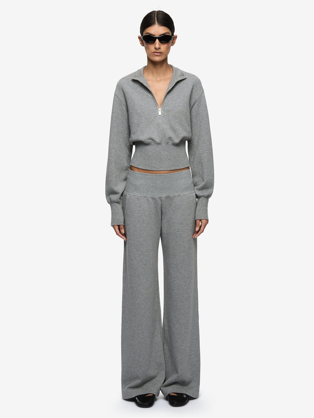 STEPH HALF ZIPPER JUMPER - GREY MARLE