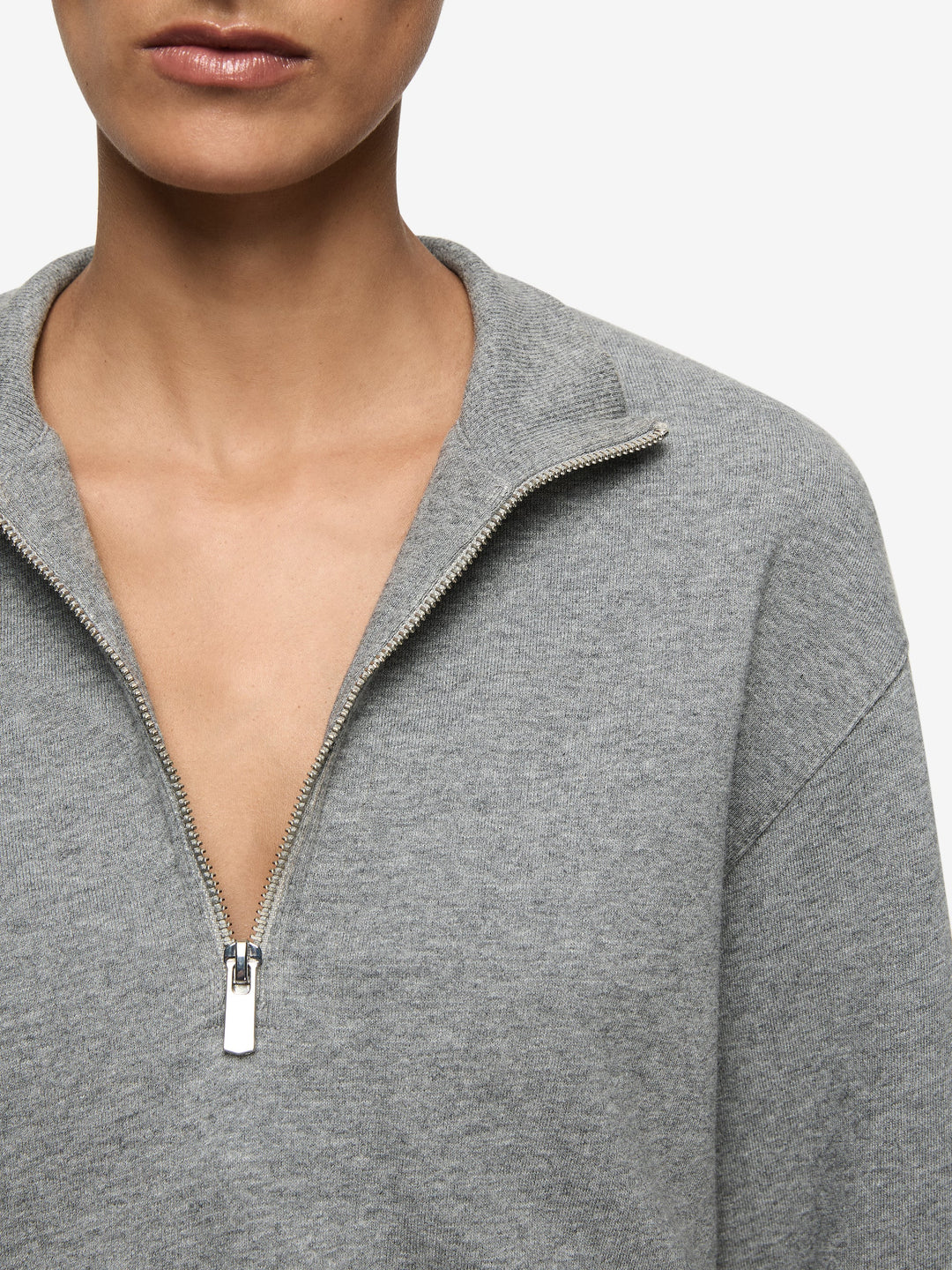 STEPH HALF ZIPPER JUMPER - GREY MARLE