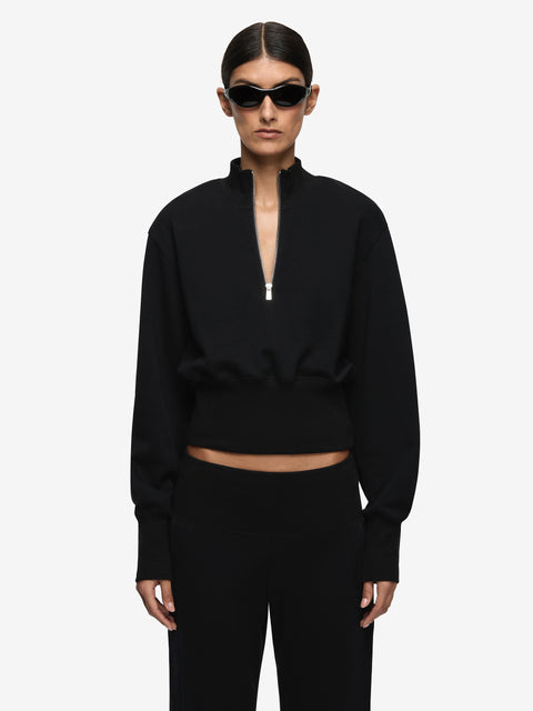 STEPH HALF ZIPPER JUMPER - BLACK