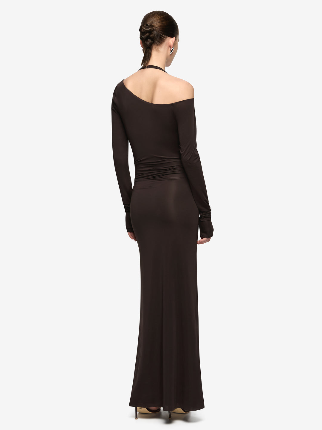 COURT LONG SLEEVE MAXI DRESS - DARK CHOCOLATE