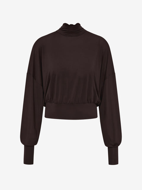 COURT LONG SLEEVE TOP - DARK CHOCOLATE