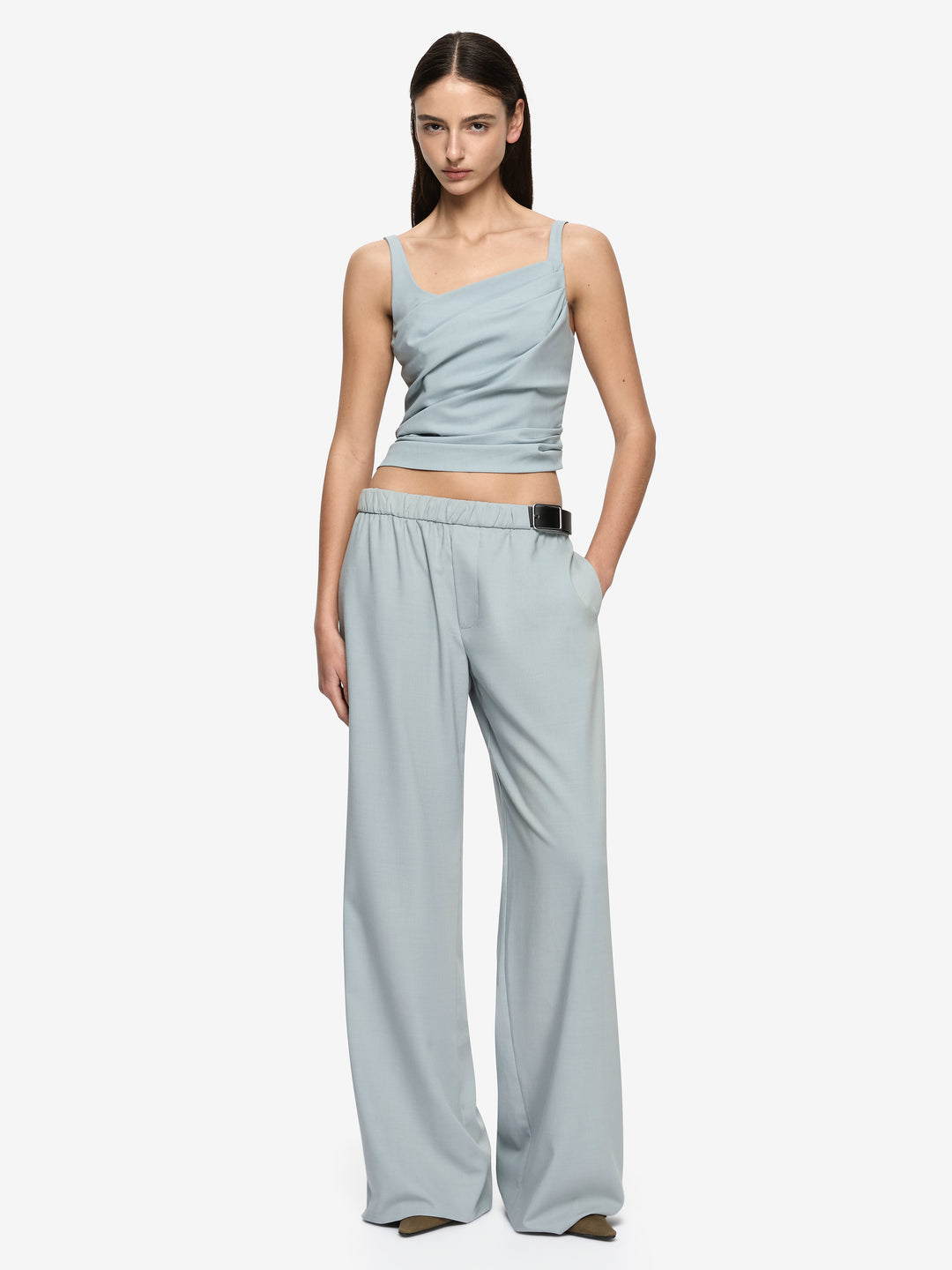 SELINA ASYM TOP - STONE BLUE
