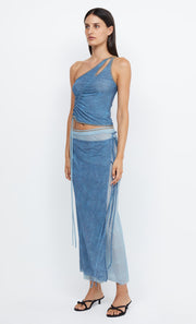 HAYDEN WRAP SKIRT - SPLICED DENIM