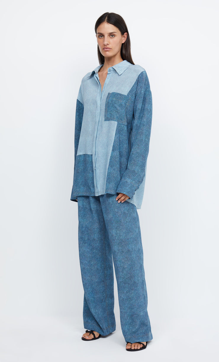 DUSTIN OVERSIZED SHIRT - SPLICED DENIM