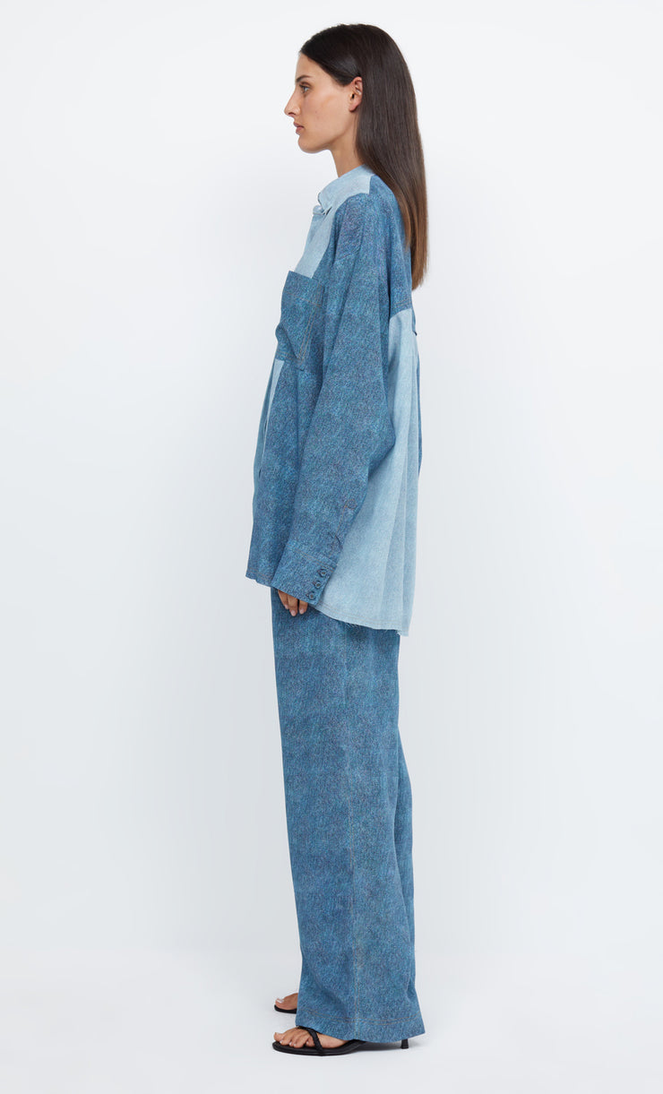 DUSTIN OVERSIZED SHIRT - SPLICED DENIM