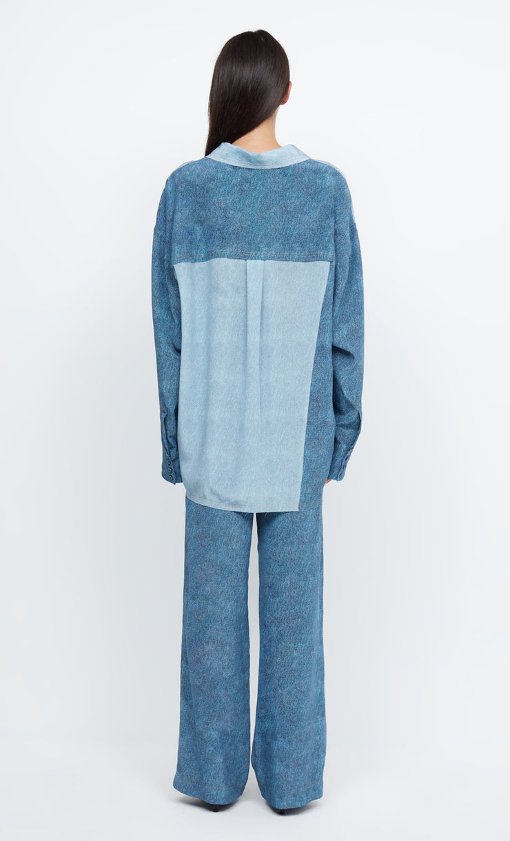 DUSTIN OVERSIZED SHIRT - SPLICED DENIM