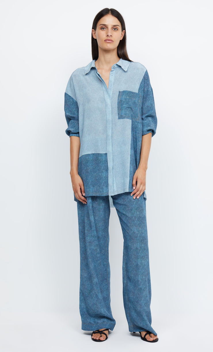 DUSTIN OVERSIZED SHIRT - SPLICED DENIM