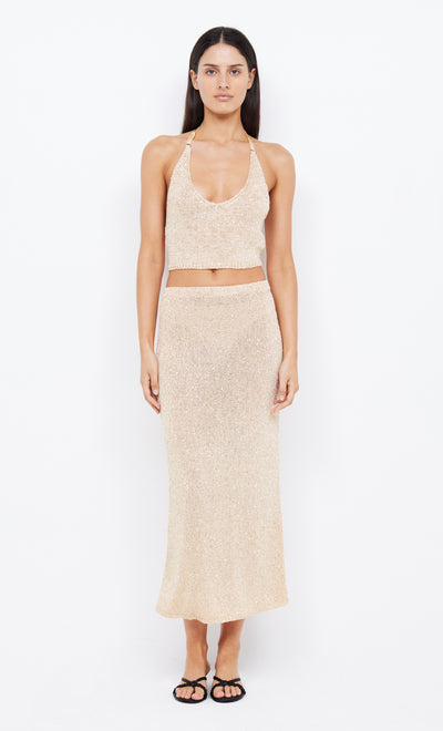 SADIE SEQUIN KNIT CROP TOP - GOLD