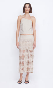 LYRA SPLIT MIDI SKIRT - BONE
