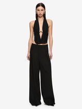 HENLEY DRAPE TOP - BLACK