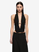 HENLEY DRAPE TOP - BLACK