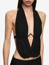 HENLEY DRAPE TOP - BLACK