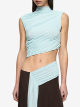 CONNI ASYM MIDI DRESS - ARCTIC BLUE / DARK CHOC