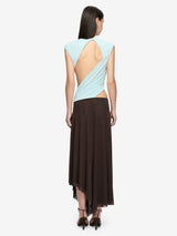 CONNI ASYM MIDI DRESS - ARCTIC BLUE / DARK CHOC