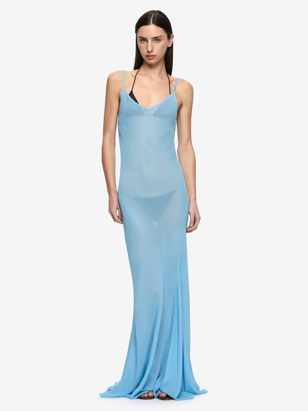 CLIO LAYERED MAXI DRESS - BITTER CHOC/AZURE BLUE