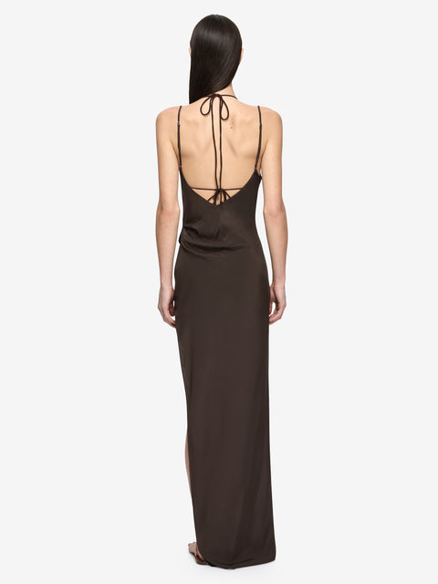 CLIO LAYERED MAXI DRESS - BITTER CHOC/AZURE BLUE