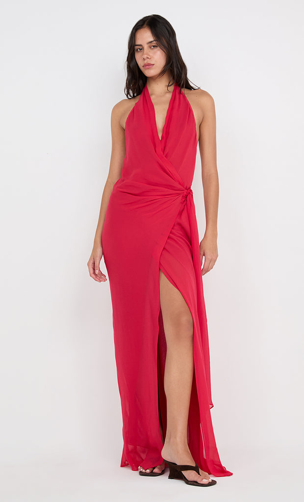 SONEVA WRAP DRESS - STRAWBERRY