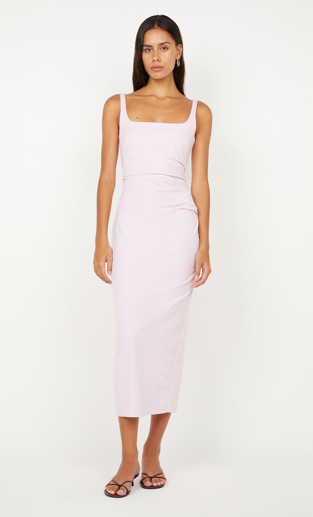 AVELINE TUCK MIDI DRESS - BALLET PINK