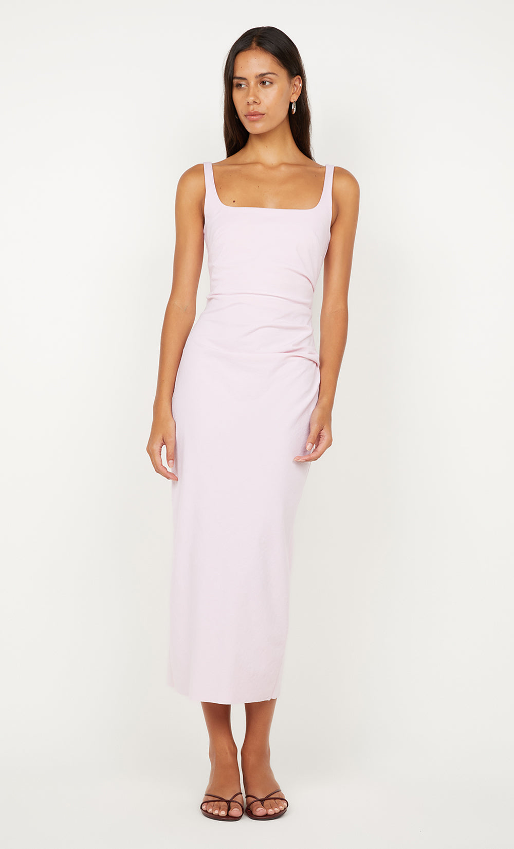AVELINE TUCK MIDI DRESS - BALLET PINK