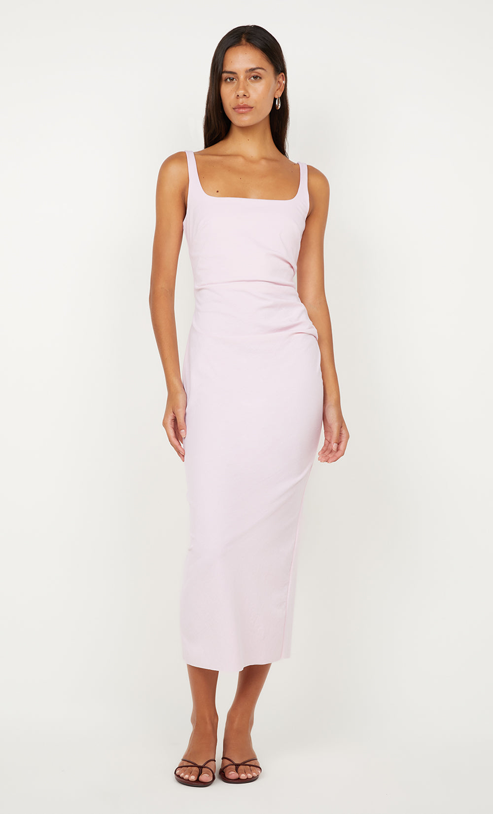 AVELINE TUCK MIDI DRESS - BALLET PINK